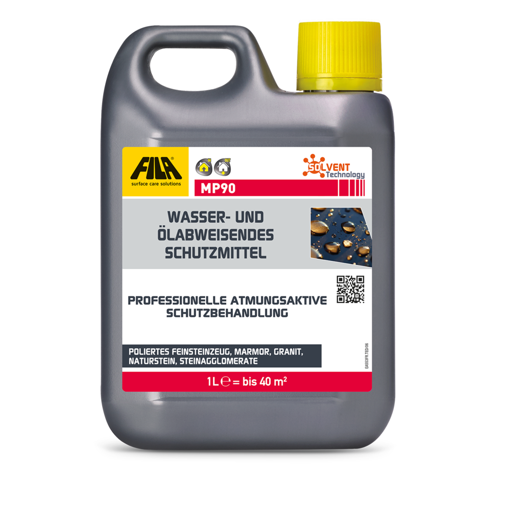 FILA MP90 - Imprägnierung (WASSER- UND ÖLABWEISENDES SCHUTZMITTEL FÜR POLIERTES FEINSTEINZEUG, MARMOR UND GRANIT, NATURSTEIN UND STEINAGGLOMERATE)